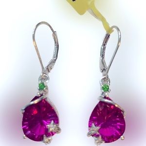 Orchid Quartz, Platinum Over Sterling Silver Lever Back Earrings TGW 10.25 cts.